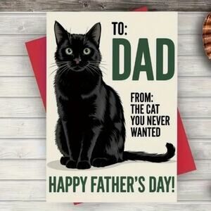 FUNNY CAT FATHER'S DAY CARD - From The Cat You Never Wanted Black Cat Humor Card